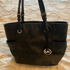 Michael Kors Black Tote Handbag with Structured Shape and Leather Straps